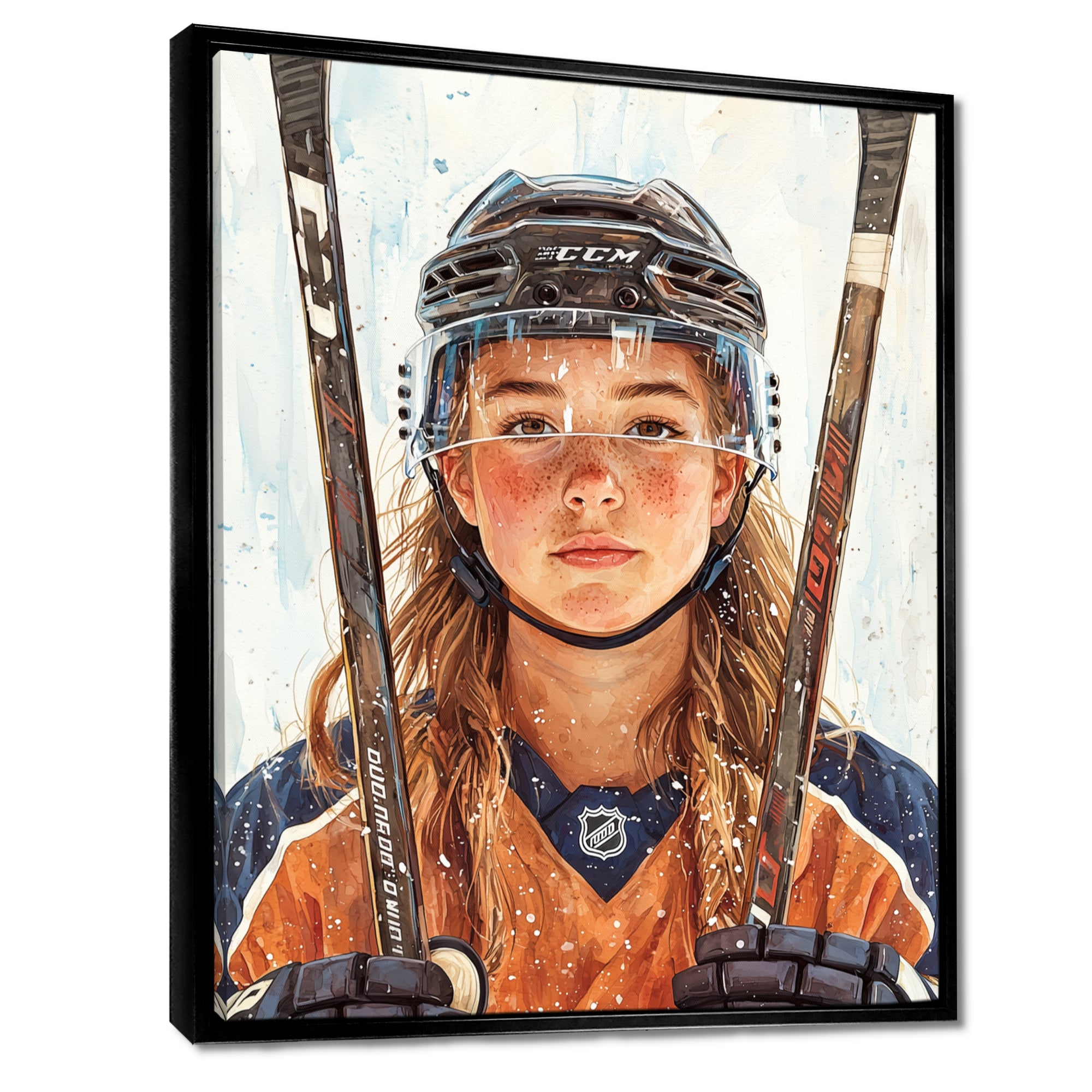 A Young Female Hockey Player - Sport Hockey Canvas Wall Art