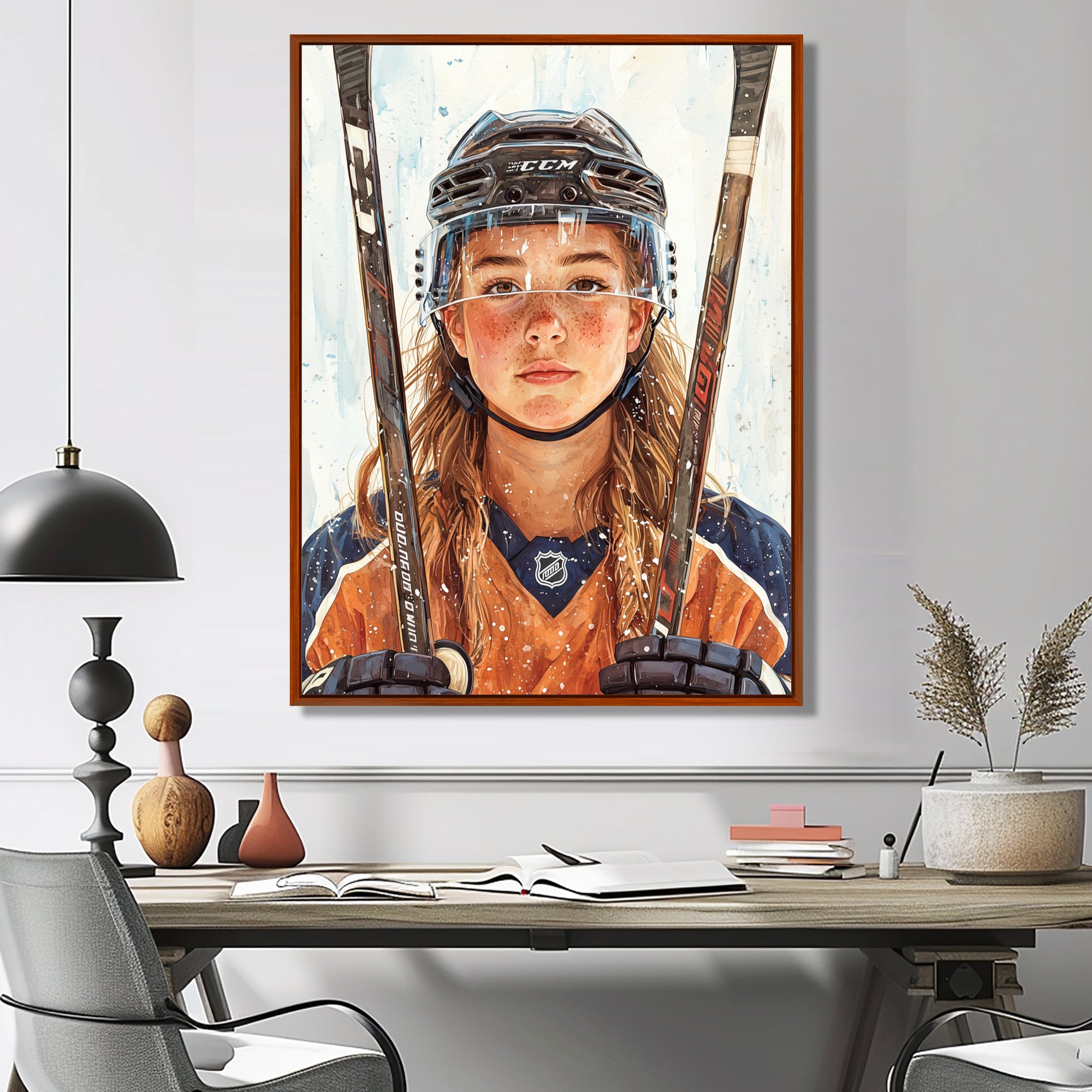 A Young Female Hockey Player - Sport Hockey Canvas Wall Art