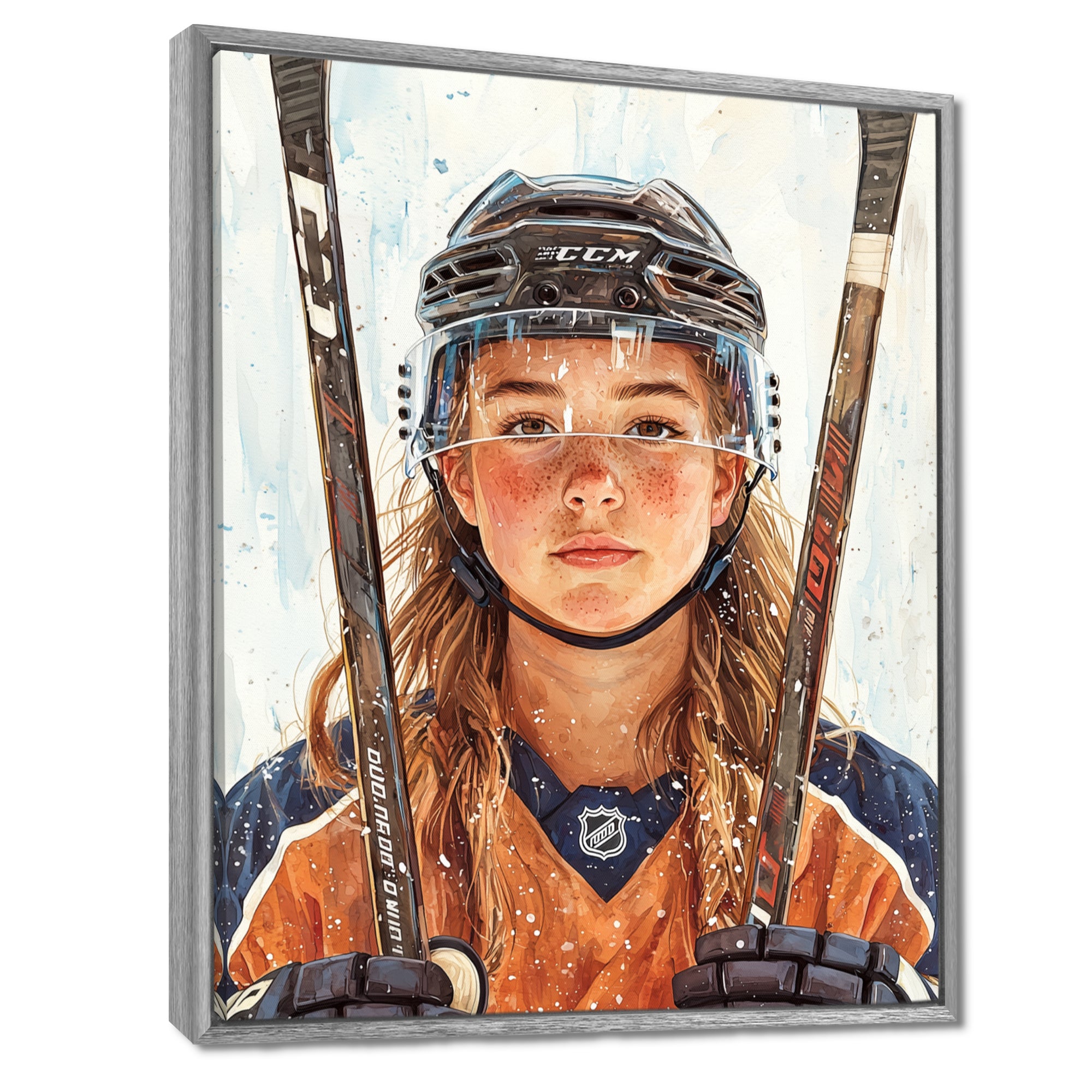 A Young Female Hockey Player - Sport Hockey Canvas Wall Art