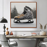 Hockey Skates In Grey And Orange Tones I - Sport Hockey Canvas Wall Art