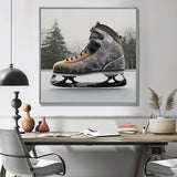 Hockey Skates In Grey And Orange Tones I - Sport Hockey Canvas Wall Art