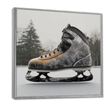 Hockey Skates In Grey And Orange Tones I - Sport Hockey Canvas Wall Art
