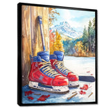 Hockey Skates In Red And Blue Tones I - Sport Hockey Canvas Wall Art