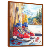 Hockey Skates In Red And Blue Tones I - Sport Hockey Canvas Wall Art