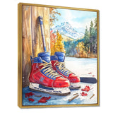 Hockey Skates In Red And Blue Tones I - Sport Hockey Canvas Wall Art