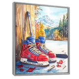 Hockey Skates In Red And Blue Tones I - Sport Hockey Canvas Wall Art