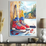 Hockey Skates In Red And Blue Tones I - Sport Hockey Canvas Wall Art