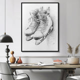 Hockey Skates In Grey - Sport Hockey Canvas Wall Art
