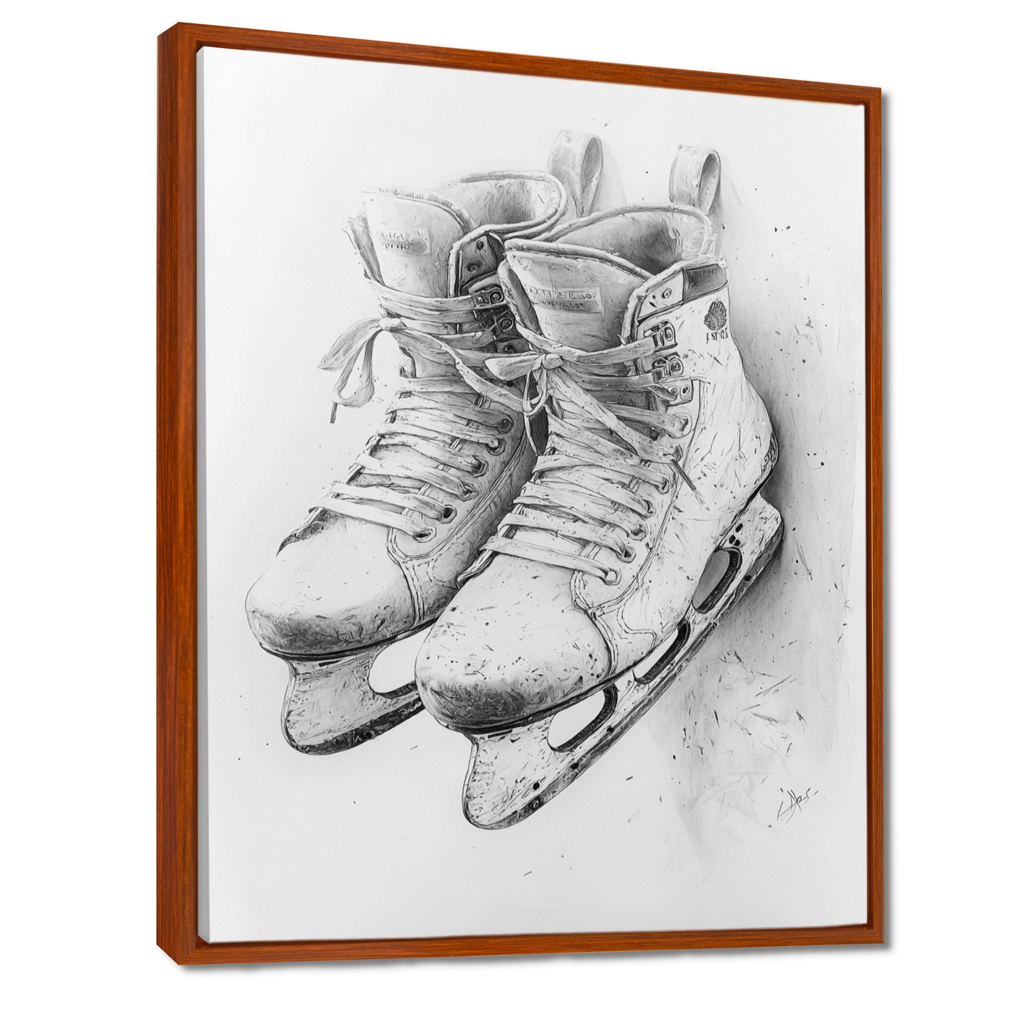 Hockey Skates In Grey - Sport Hockey Canvas Wall Art