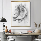 Hockey Skates In Grey - Sport Hockey Canvas Wall Art