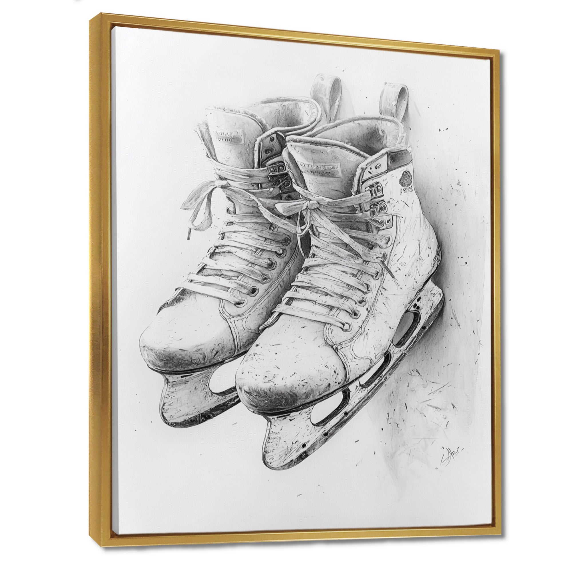 Hockey Skates In Grey - Sport Hockey Canvas Wall Art