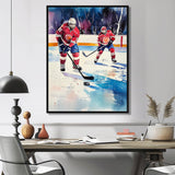Red Hockey Players In Canada I - Sport Hockey Canvas Wall Art