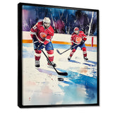 Red Hockey Players In Canada I - Sport Hockey Canvas Wall Art