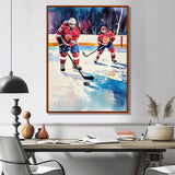 Red Hockey Players In Canada I - Sport Hockey Canvas Wall Art