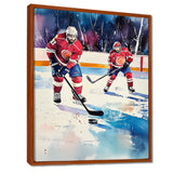Red Hockey Players In Canada I - Sport Hockey Canvas Wall Art