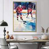 Red Hockey Players In Canada I - Sport Hockey Canvas Wall Art