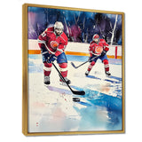 Red Hockey Players In Canada I - Sport Hockey Canvas Wall Art