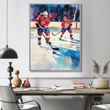 Red Hockey Players In Canada I - Sport Hockey Canvas Wall Art