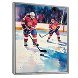 Red Hockey Players In Canada I - Sport Hockey Canvas Wall Art