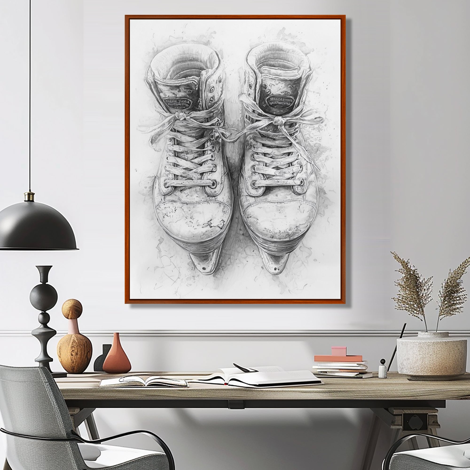 Hockey Skates In Grey And Tones - Sport Hockey Canvas Wall Art
