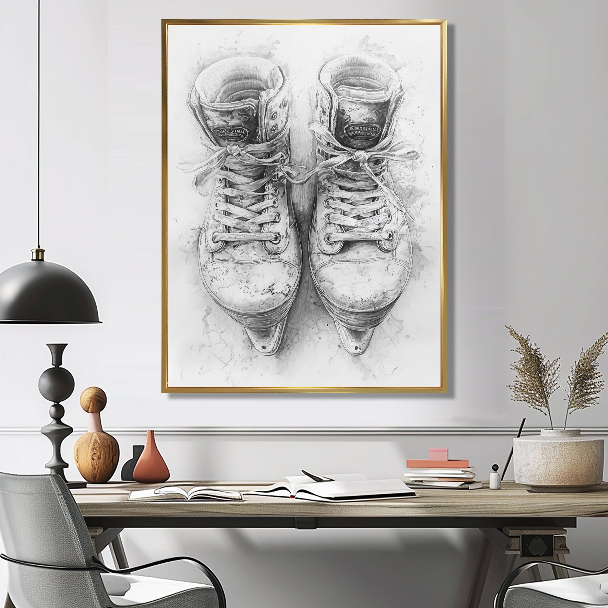 Hockey Skates In Grey And Tones - Sport Hockey Canvas Wall Art