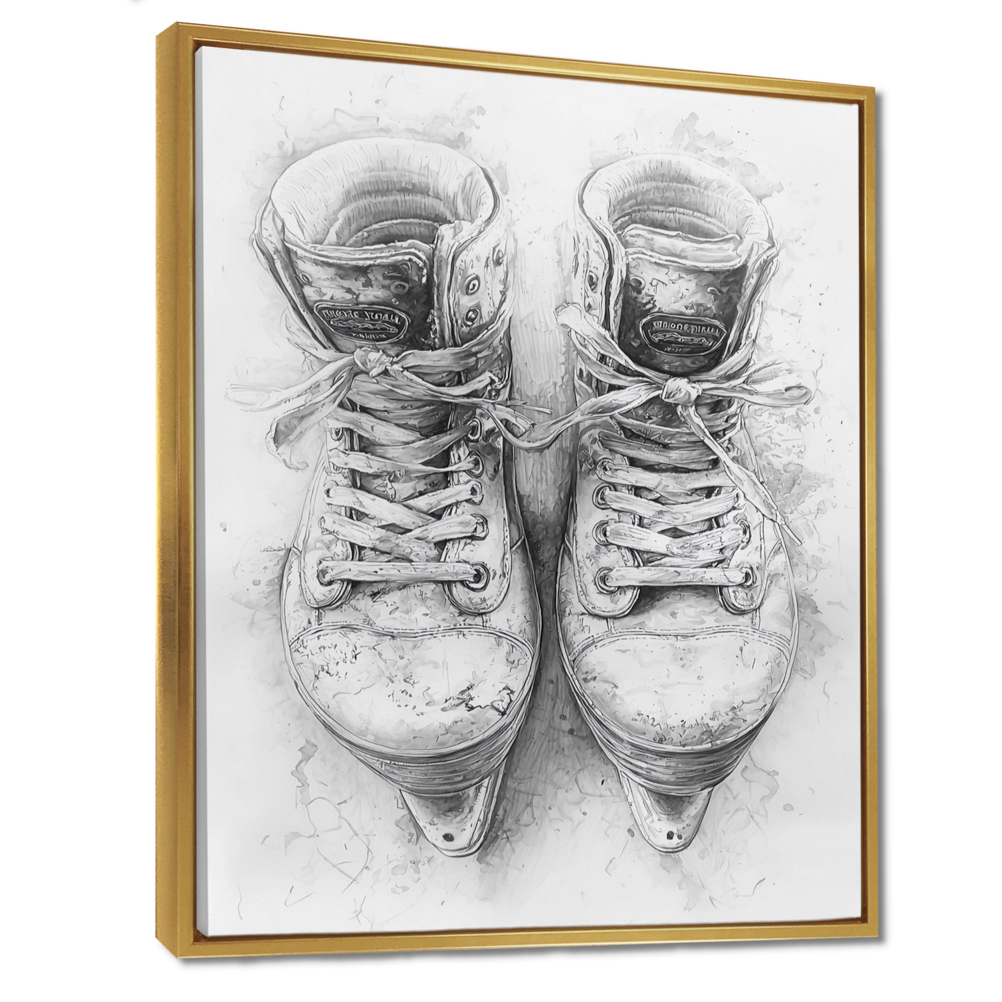 Hockey Skates In Grey And Tones - Sport Hockey Canvas Wall Art