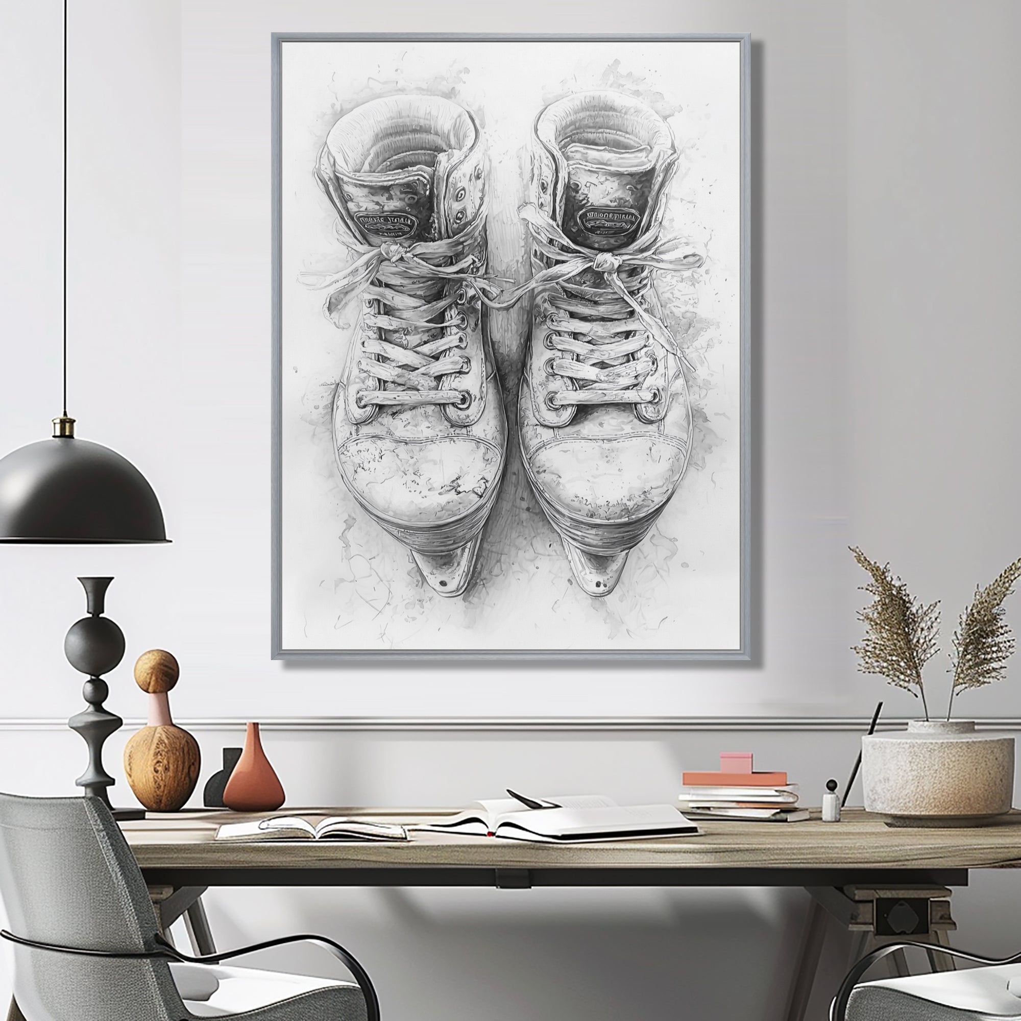 Hockey Skates In Grey And Tones - Sport Hockey Canvas Wall Art