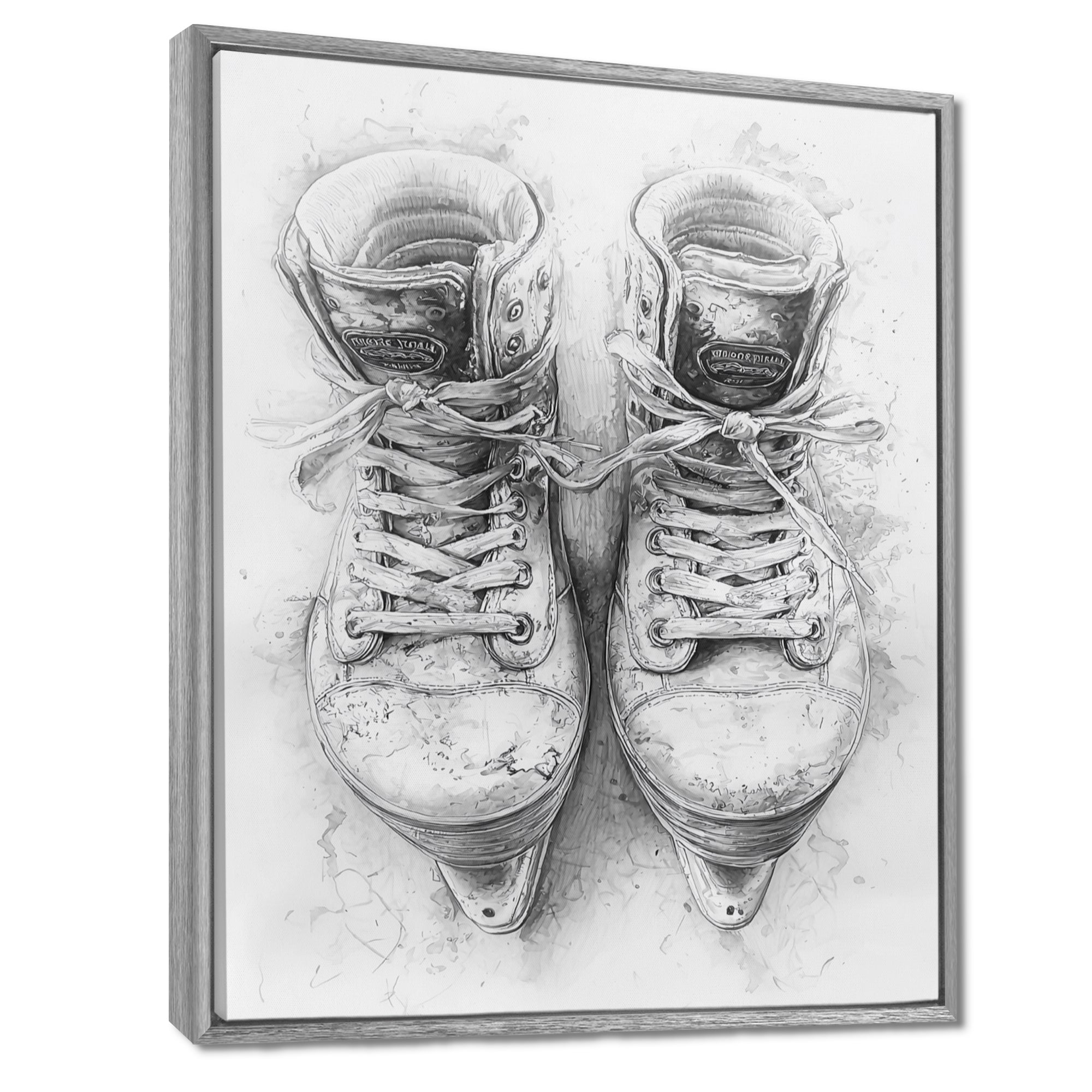 Hockey Skates In Grey And Tones - Sport Hockey Canvas Wall Art