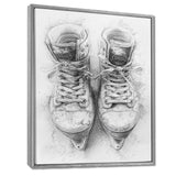 Hockey Skates In Grey And Tones - Sport Hockey Canvas Wall Art
