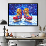 Red Hockey Gear Painting Accented With Blue - Sport Hockey Canvas Wall Art