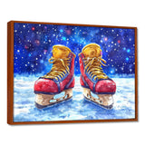 Red Hockey Gear Painting Accented With Blue - Sport Hockey Canvas Wall Art