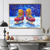 Red Hockey Gear Painting Accented With Blue - Sport Hockey Canvas Wall Art