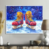 Red Hockey Gear Painting Accented With Blue - Sport Hockey Canvas Wall Art