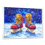 Red Hockey Gear Painting Accented With Blue - Sport Hockey Canvas Wall Art