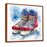 Red Blue Watercolor Hockey Skates - Sport Hockey Canvas Wall Art