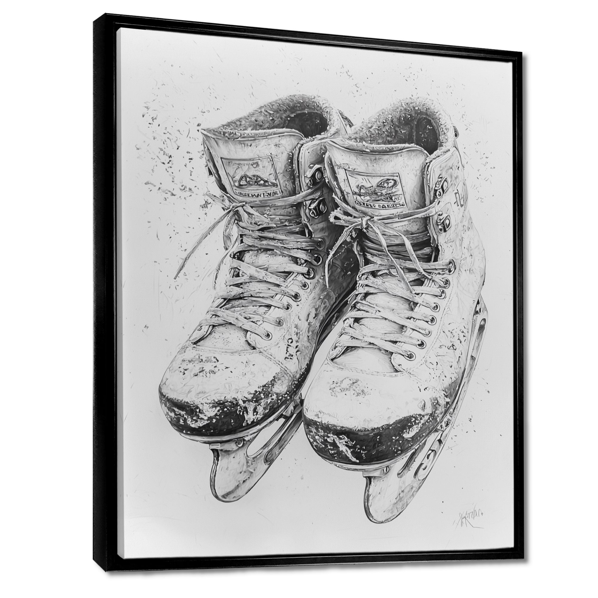 Grey Hockey Skates Hung On Wall I - Sport Hockey Canvas Wall Art