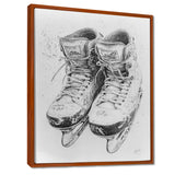 Grey Hockey Skates Hung On Wall I - Sport Hockey Canvas Wall Art
