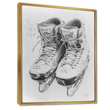 Grey Hockey Skates Hung On Wall I - Sport Hockey Canvas Wall Art