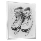 Grey Hockey Skates Hung On Wall I - Sport Hockey Canvas Wall Art