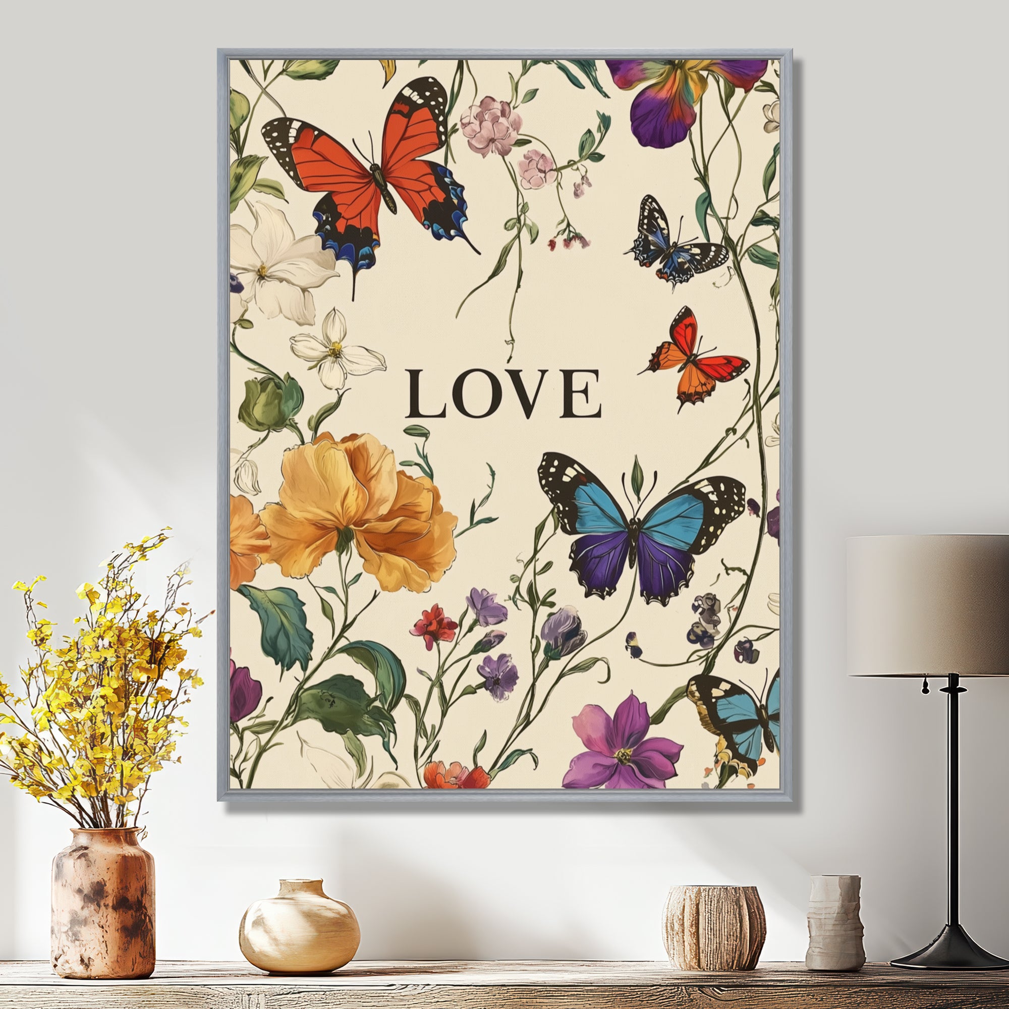 Love Butterflies In Blue And Orange Tones - Butterfly Wall Art Prints