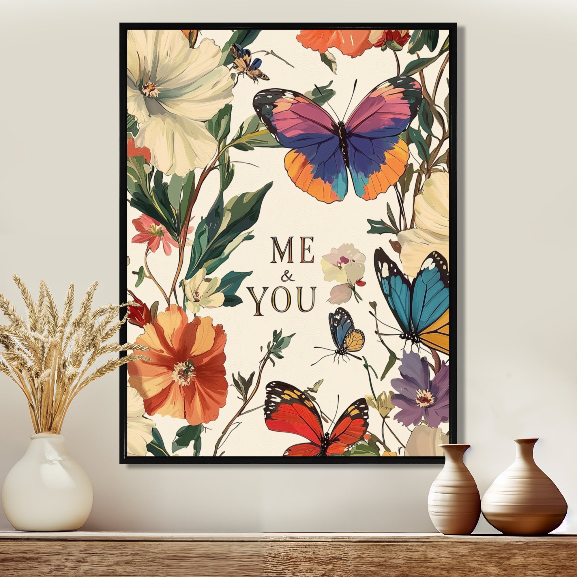 Love Butterflies In Blue And Pink Tones - Blue Butterfly Wall Art
