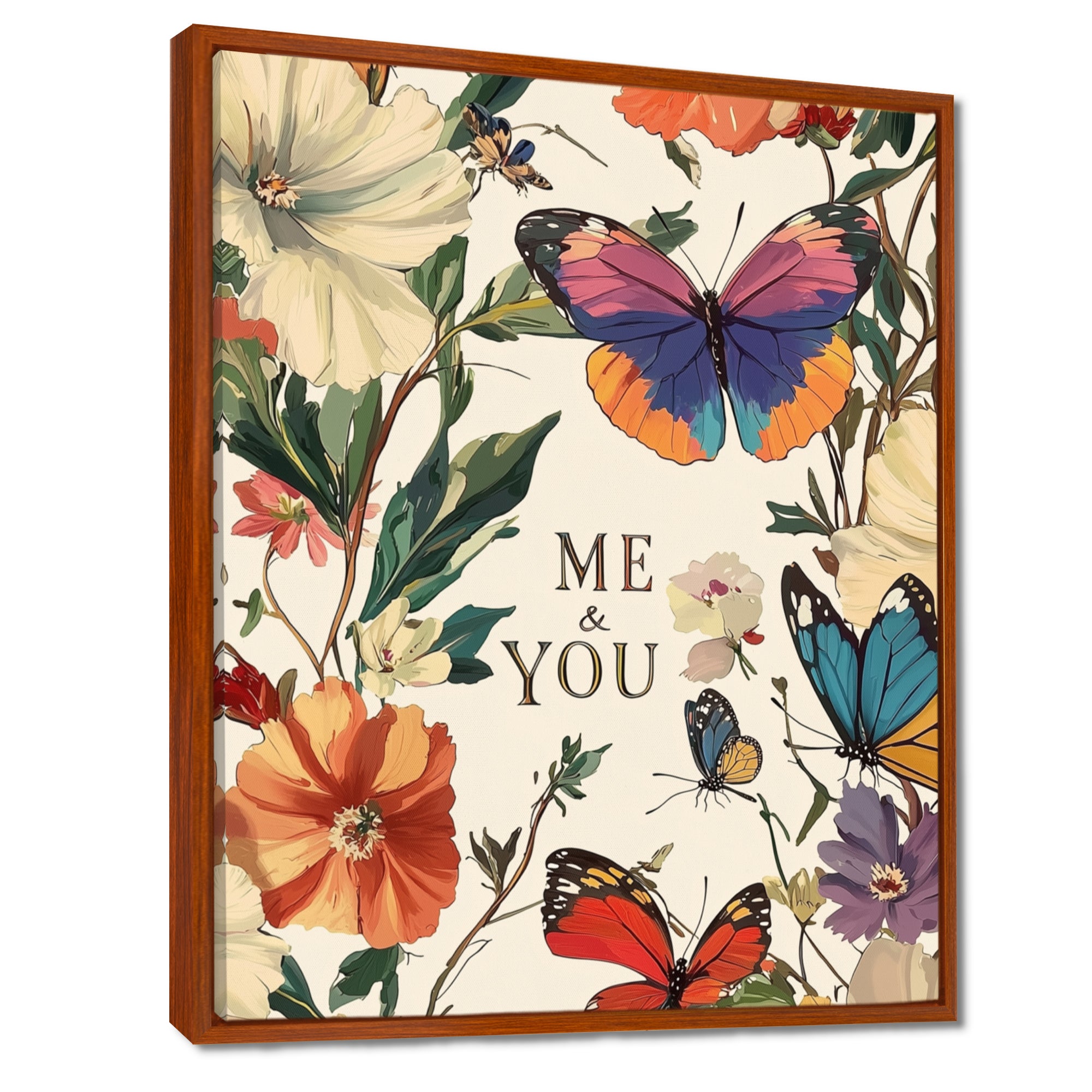 Love Butterflies In Blue And Pink Tones - Blue Butterfly Wall Art