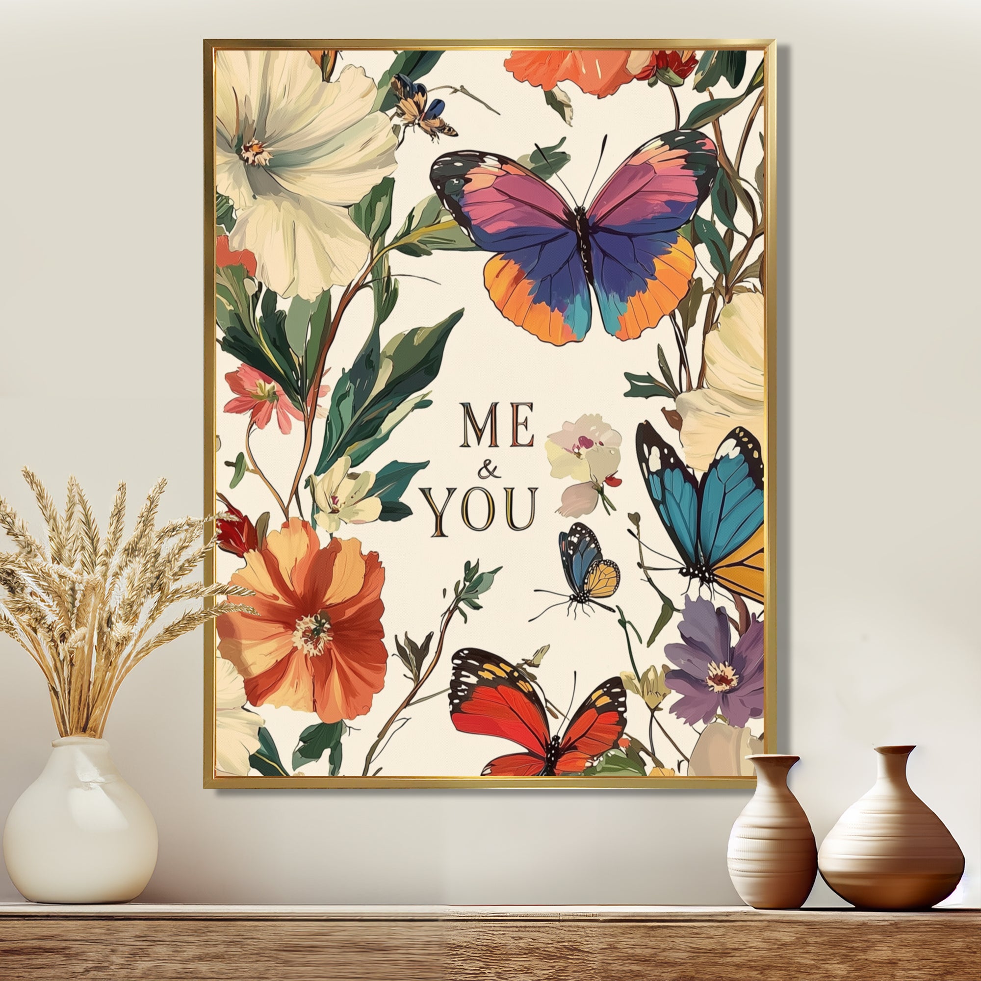 Love Butterflies In Blue And Pink Tones - Blue Butterfly Wall Art