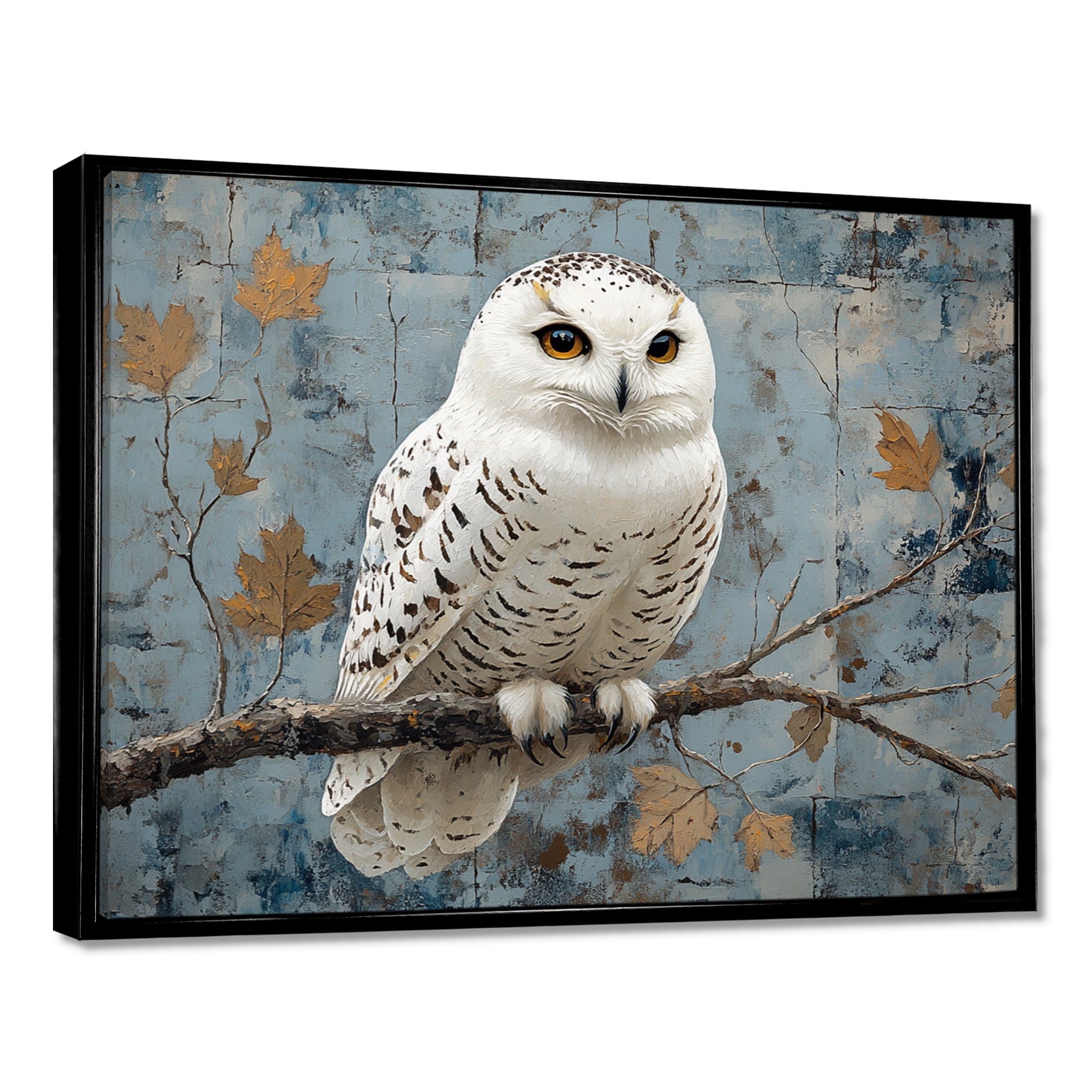 White Snowy Owl Accented With Gold - Owl Wall Art Prints