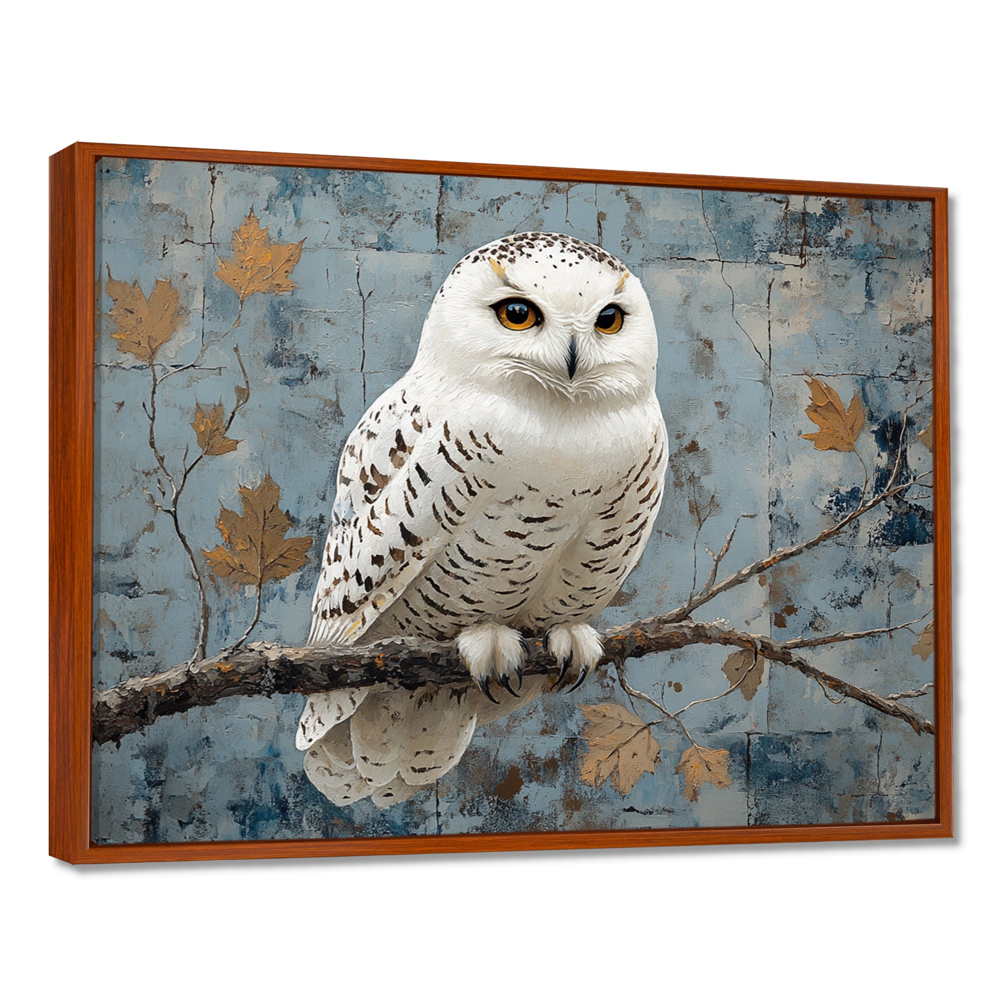 White Snowy Owl Accented With Gold - Owl Wall Art Prints