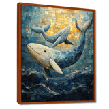 Whales In Blue And Yellow Tones - Whale Large Canvas Wall Art
