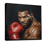 Red Mike Tyson Boxing Gloves Up Portrait - Sport Boxing Canvas Wall Art