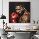 Red Mike Tyson Boxing Gloves Up Portrait - Sport Boxing Canvas Wall Art