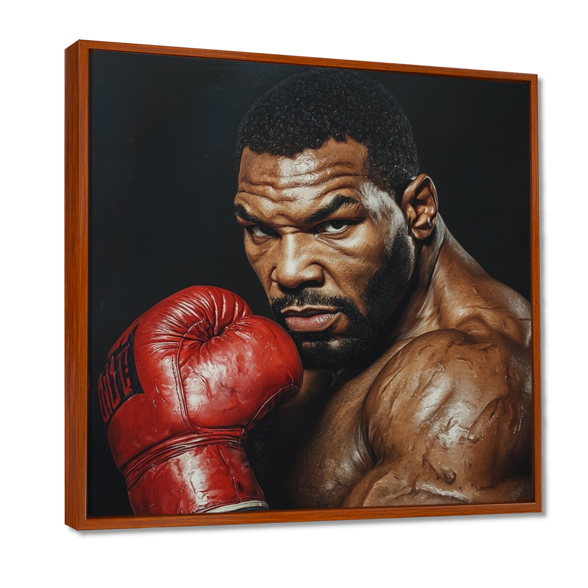 Red Mike Tyson Boxing Gloves Up Portrait - Sport Boxing Canvas Wall Art