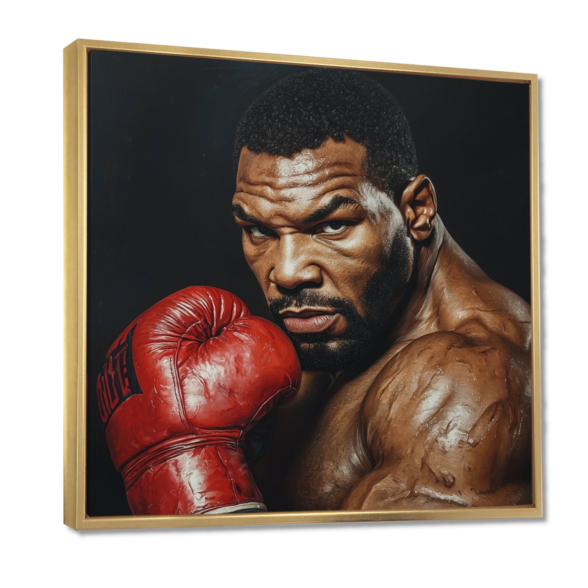 Red Mike Tyson Boxing Gloves Up Portrait - Sport Boxing Canvas Wall Art